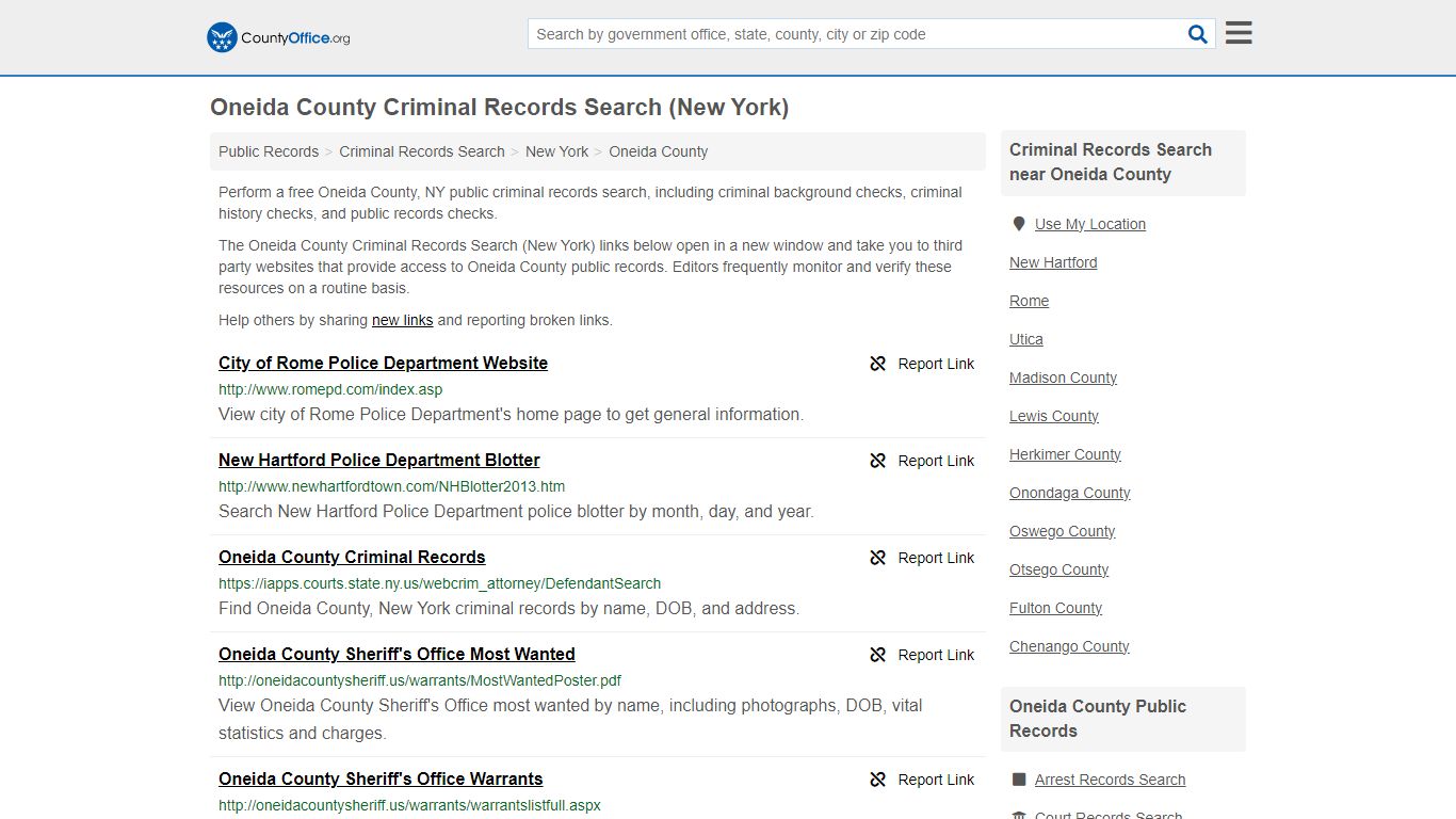 Oneida County Criminal Records Search (New York) - County Office